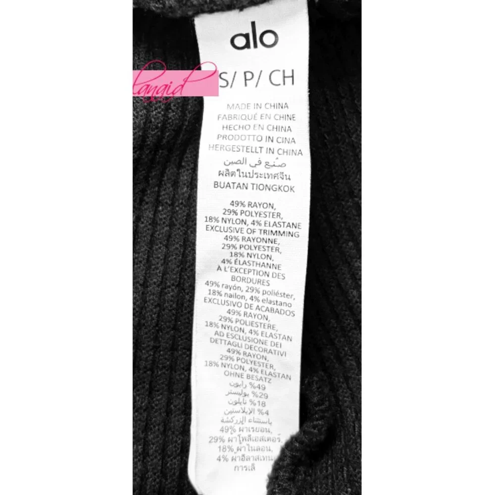 Alo Waffle Weekend Escape Joggers Black High-Rise Waist Thermal Sweats Sweatpant
